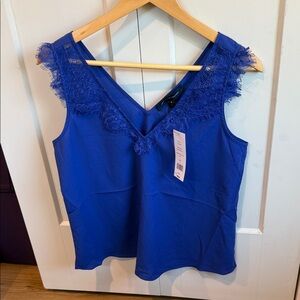 French connection Elegant Blue Lace Trim Women's Top